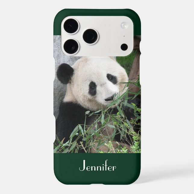 Cute Giant Panda Dark Green Background, Name,  Case-Mate iPhone Case (Back)