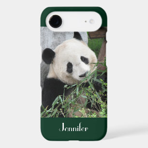 Cute Giant Panda Dark Green Trim, Custom Name iPhone 17 Air Case