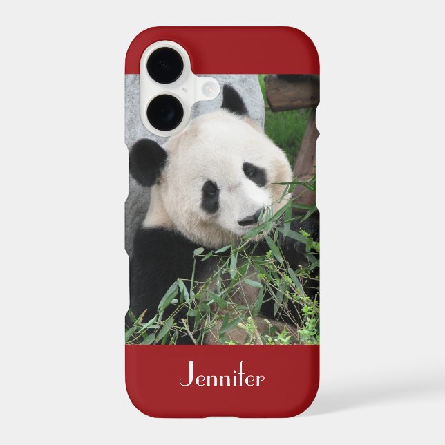 Cute Giant Panda Dark Red Background, Name,  Case-Mate iPhone Case (Back)