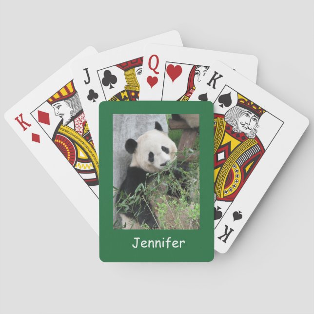 Cute Giant Panda, Green Background,  Poker Cards (Back)