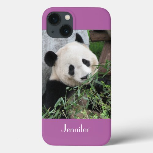 Cute Giant Panda Name Pale Purple iPhone 13 Case