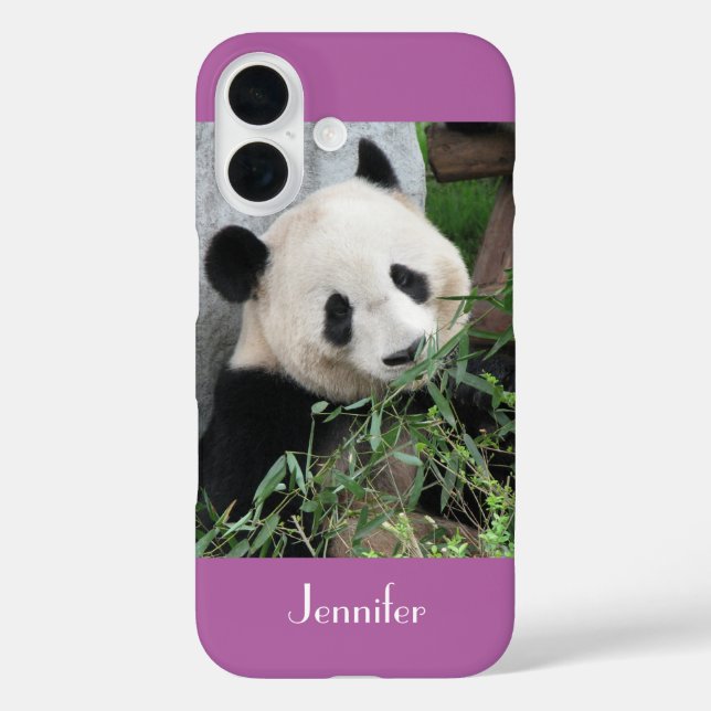 Cute Giant Panda, Orchid Purple, Name, Case-Mate iPhone Case (Back)