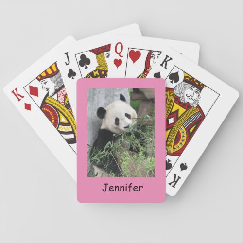 Cute Giant Panda Pink Background  Playing Cards