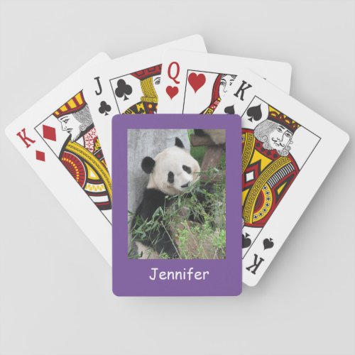 Cute Giant Panda Purple Background  Playing Cards