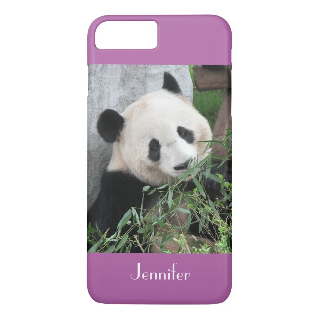 Cute Giant Panda Radiant Orchid Purple Custom Name Case-Mate iPhone Case (Back)