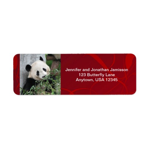 Cute Giant Panda Red Personalized Return Address Label