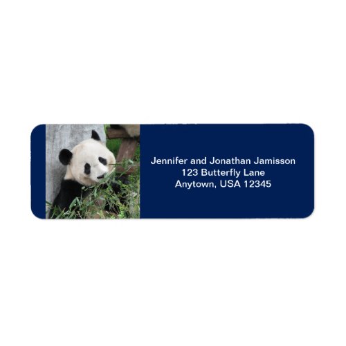 Cute Giant Pandas Dark Blue Return Address Label