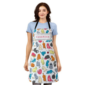 Cute Gift for Cat Lover Cat Mom Personalized Apron