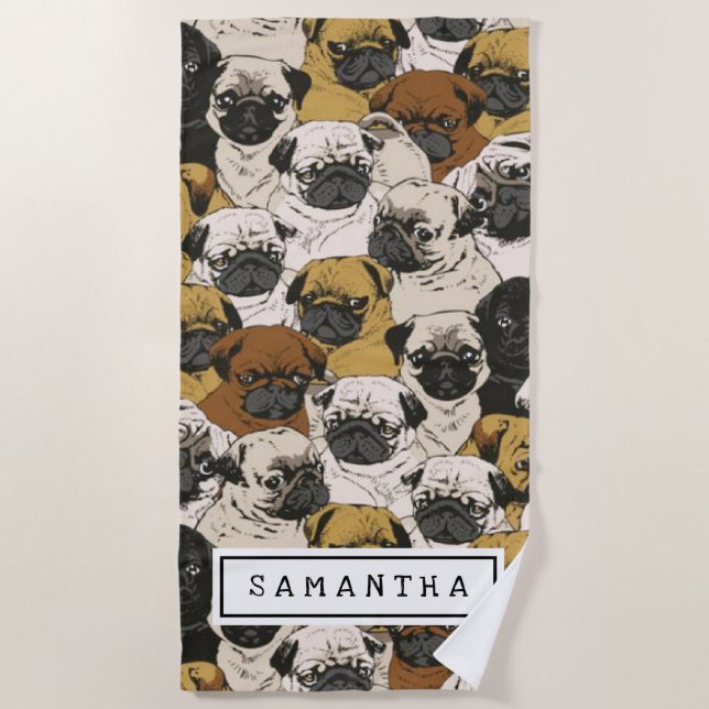 Cute Gift for Dog Lover Dog Mom/Dad Personalized Beach Towel (Front)