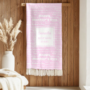 Cute Gift for Mom Hand Drawn Typography Blanket