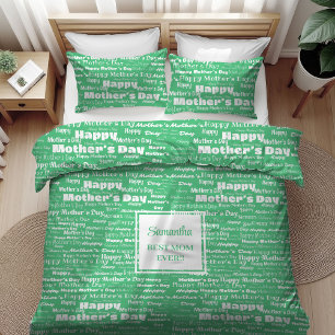 Cute Gift for Mom Hand Drawn Typography Duvet Cove