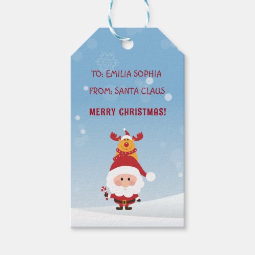 Cute Gift From Santa Claus For Kids Rudolph Gift Tags