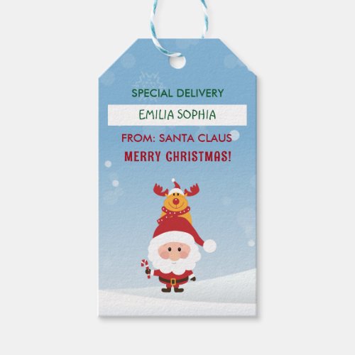 Cute Gift From Santa Claus For Kids Rudolph Gift Tags