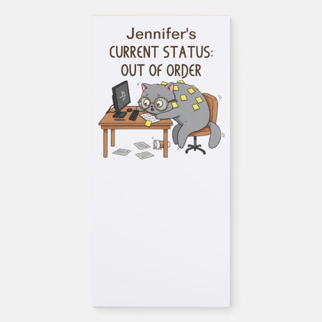 Cute Gift Funny Cat Magnetic Notepad (Front)