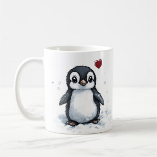 Cute Gift, Little Penguin With Heart, Own Text, Coffee Mug