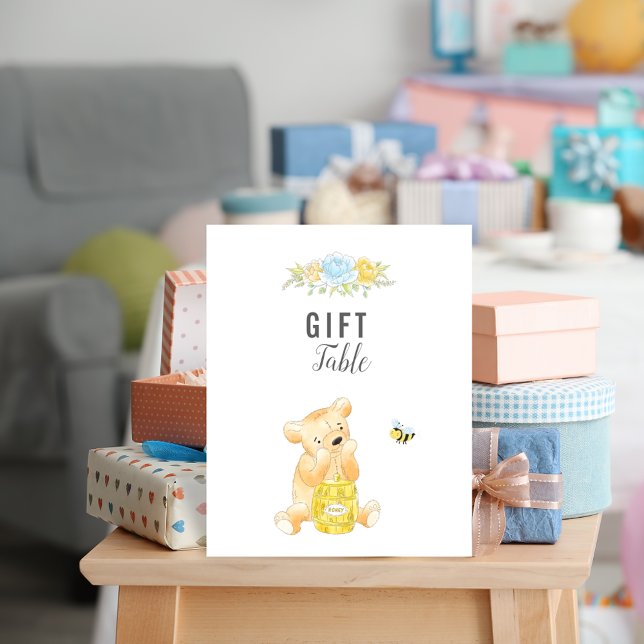 Cute Gift Table Boy Teddy Bear Baby Shower Poster (Creator Uploaded)