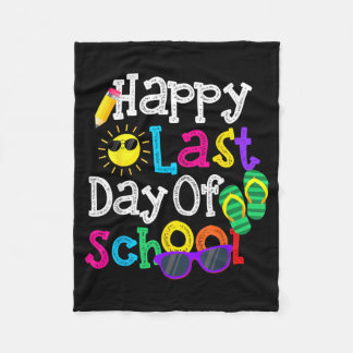 Cute Gift Teacher Boys Girls Kids Happy Last Day Fleece Blanket