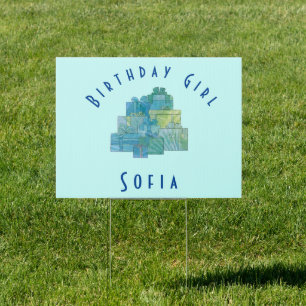 Cute Gifts for Birthday Girl Blue Green Sign