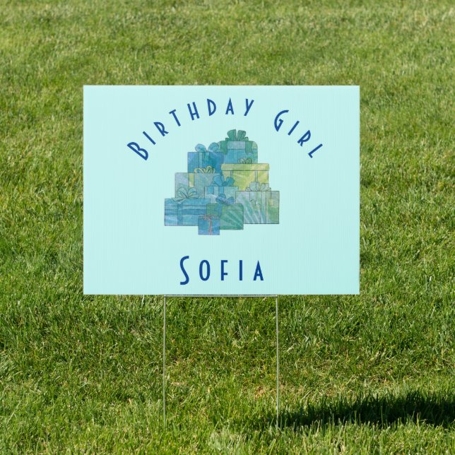 Cute Gifts for Birthday Girl Blue Green Sign (Insitu)