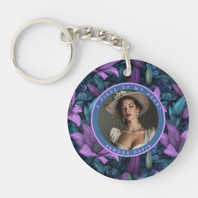 Cute Gifts For Dad Custom Lilies Keychain (Front)