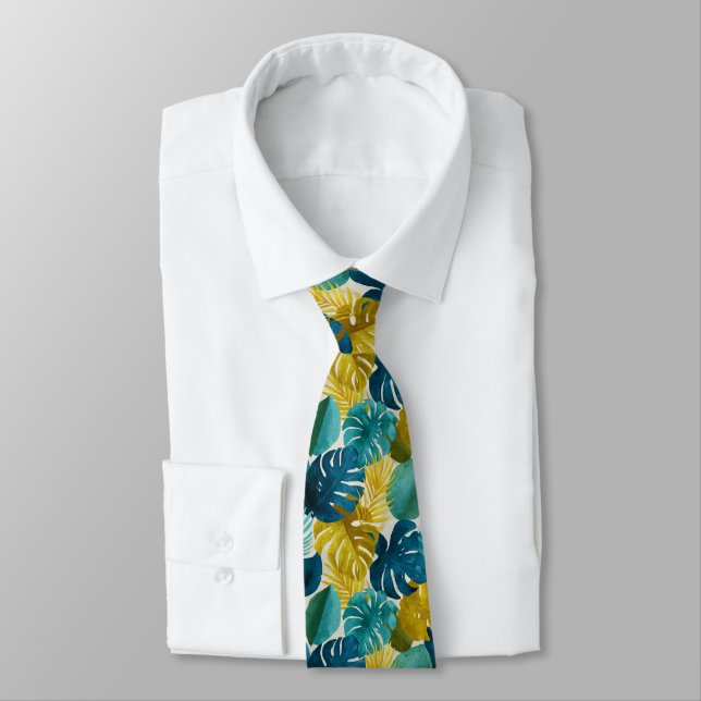 Cute Gifts For Him Tropical Floral Neck Tie (Tied)