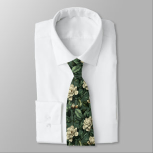 Cute Gifts For Men Gardenias Floral Neck Tie