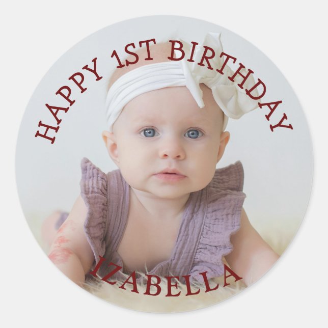 Cute Gifts Happy 1st birthday  Classic Round Sticker (Front)