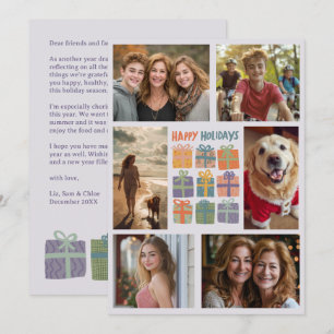 Cute Gifts Presents Hand-Drawn CUSTOM 6 PHOTO Holiday Card