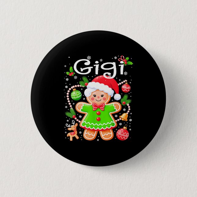 Cute Gigi Gingerbread Family Matching Christmas Co Button (Front)