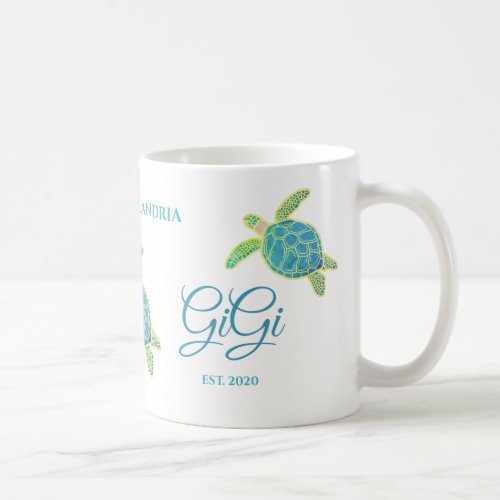 Cute Gigi Sea Turtle Teal Aqua Turquoise blue  Cof Coffee Mug