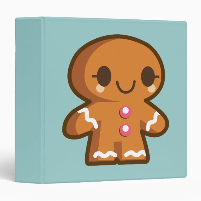 Cute Gingberbread Man 3 Ring Binder (Front/Spine)