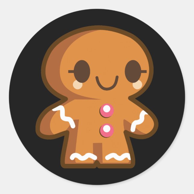 Cute Gingberbread Man Classic Round Sticker (Front)