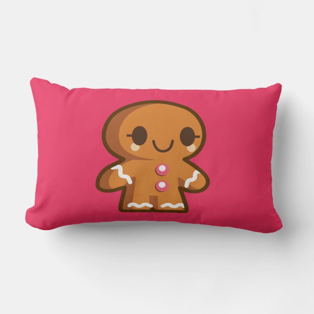 Cute Gingberbread Man Lumbar Pillow (Front)
