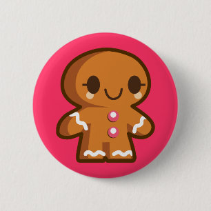 Cute Gingberbread Man Pinback Button