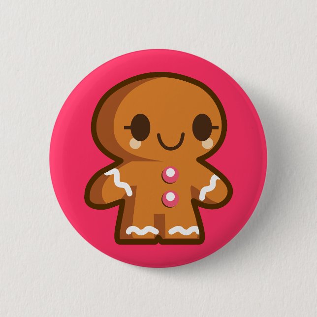 Cute Gingberbread Man Pinback Button (Front)