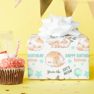 Cute Ginger Birthday Cats Wrapping Paper