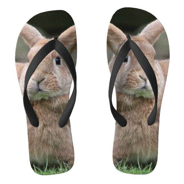 Cute ginger bunny with big ears  flip flops (Footbed)