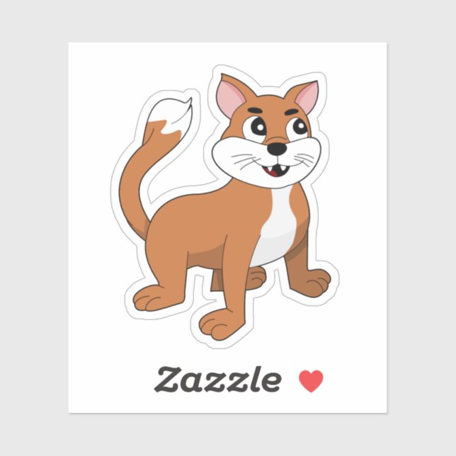 Cute ginger cartoon kitten - vinyl sticker (Sheet)