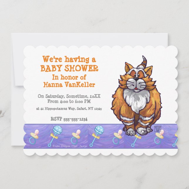 Cute Ginger Cat Baby Shower Invitation (Front)