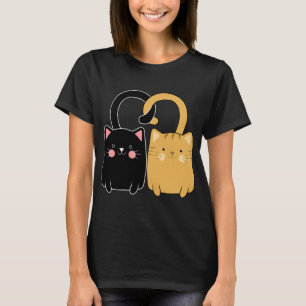 Cute Ginger Cat Black Kitten Love Valentines Day T-Shirt