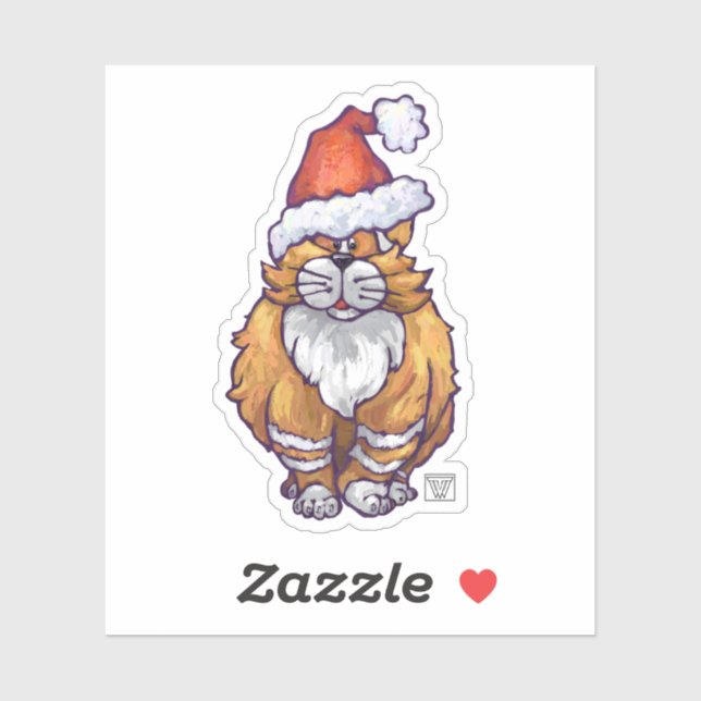 Cute Ginger Cat Christmas Sticker (Sheet)