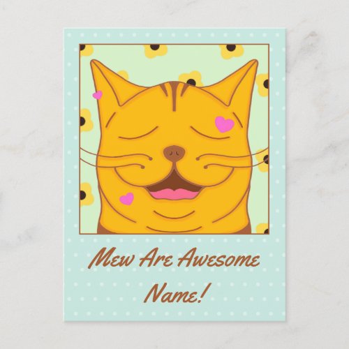 Cute Ginger Cat Custom Name Mew Are Awesome Photo Postcard