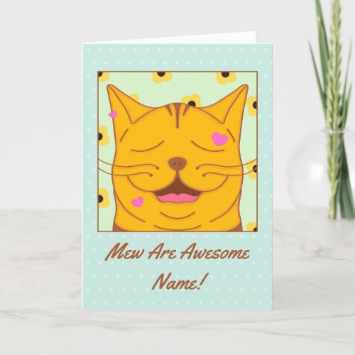 Cute Ginger Cat Custom Name Mew Are Awesome Photo  Thank You Card