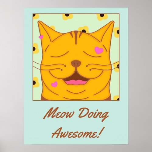 Cute Ginger Cat Doing Awesome Motivational Poster
