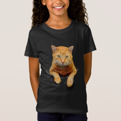 CUTE GINGER CAT IN A POCKET  T_Shirt