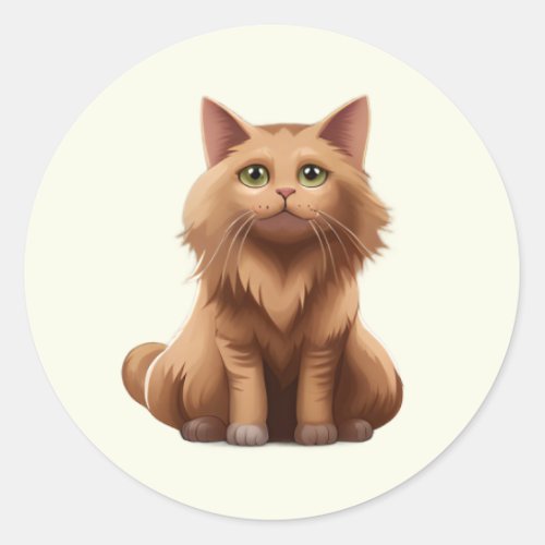 Cute ginger cat kawaii kittens pets and animals classic round sticker