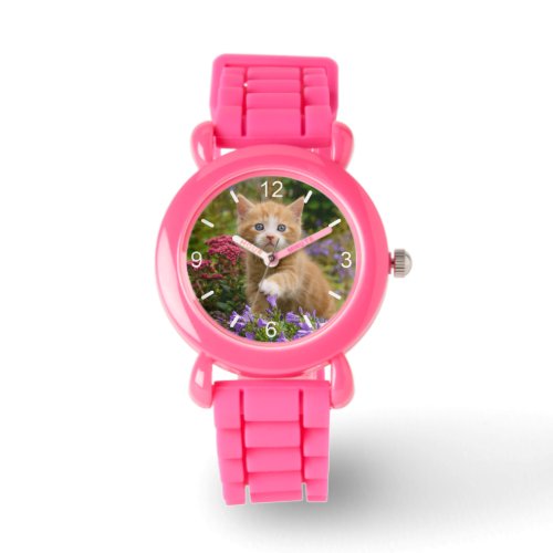 Cute Ginger Cat Kitten in Garden  girls dial_plate Watch