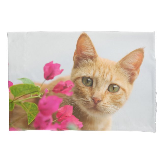 Cute Ginger Cat Kitten is Watching You - Pillow Case (Front)