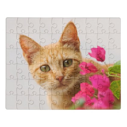 Cute Ginger Cat Kitten Watching Eyes Head Photo ** Jigsaw Puzzle