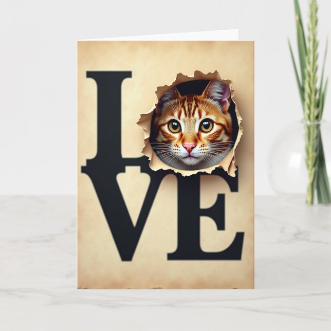Cute Ginger Cat Love Card (Front)